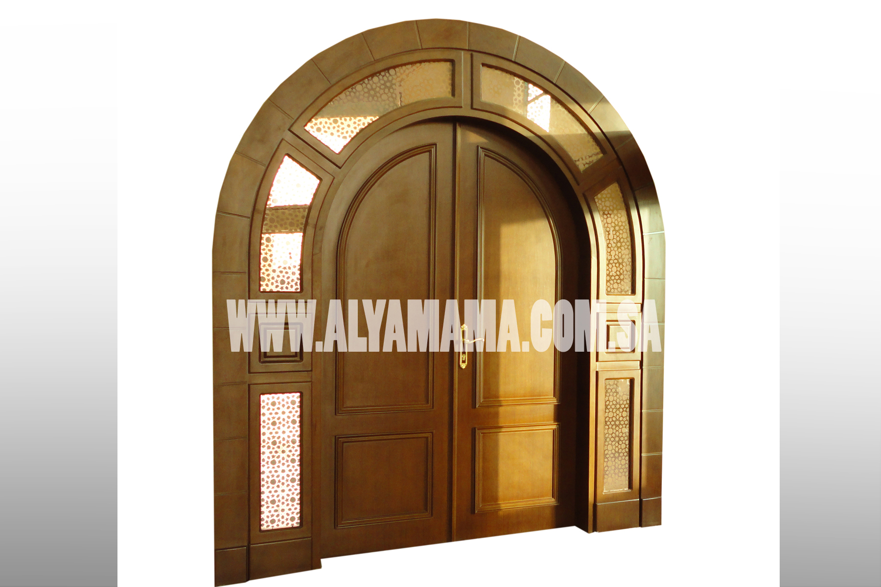 door section - door of oak with round decore and glass